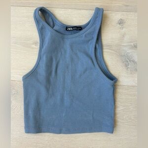 Zara Slate Blue Ribbed Tank Top